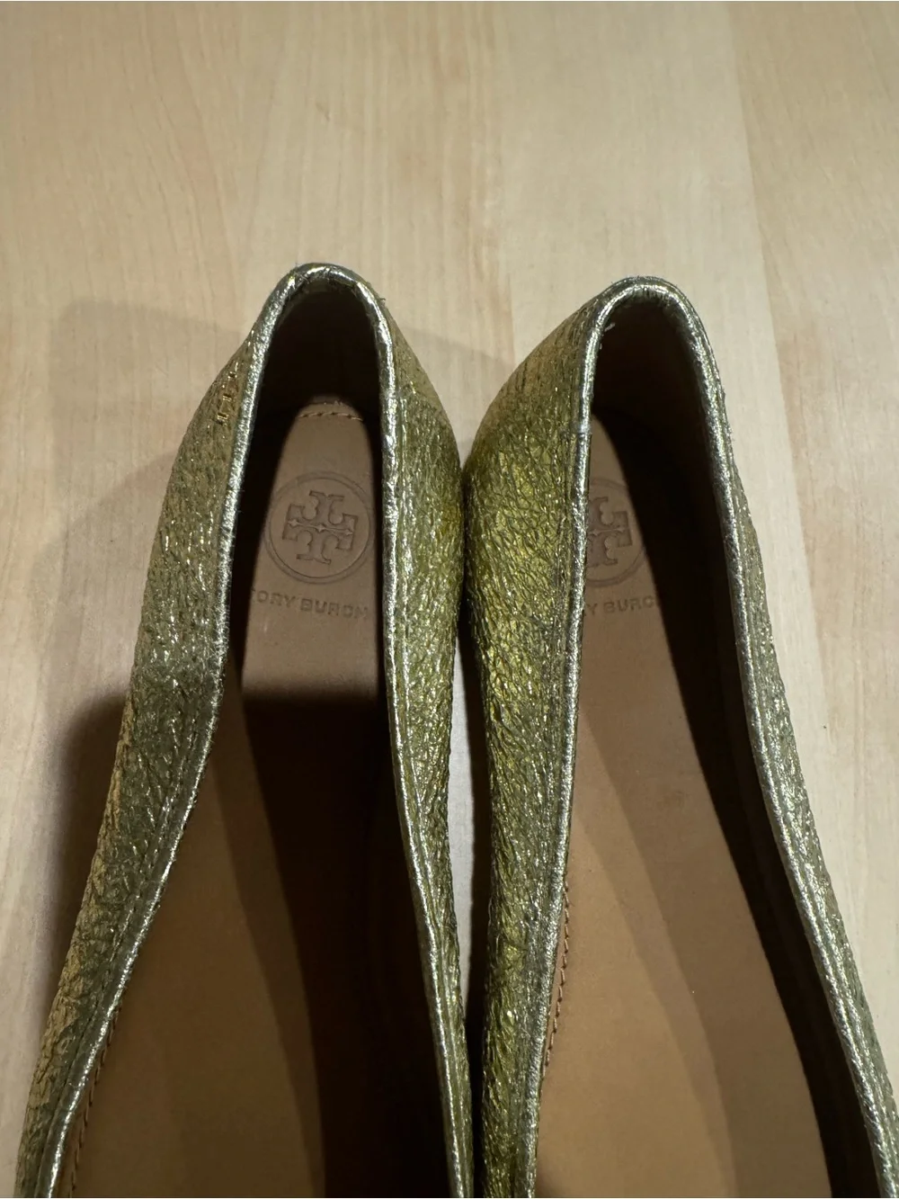 Tory Burch Metallic Gold Ballet Flats with Bow